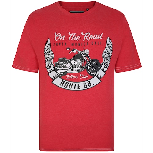 KAM Santa Monica Biker Club Print T-Shirt Rot meliert